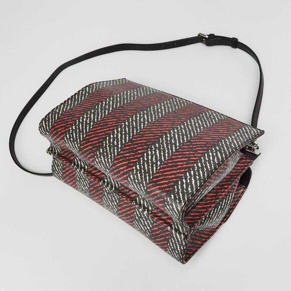 Fendi Black/Red/White Striped Saffiano Leather Demi Jour Shoulder Bag - Picture 3 of 12